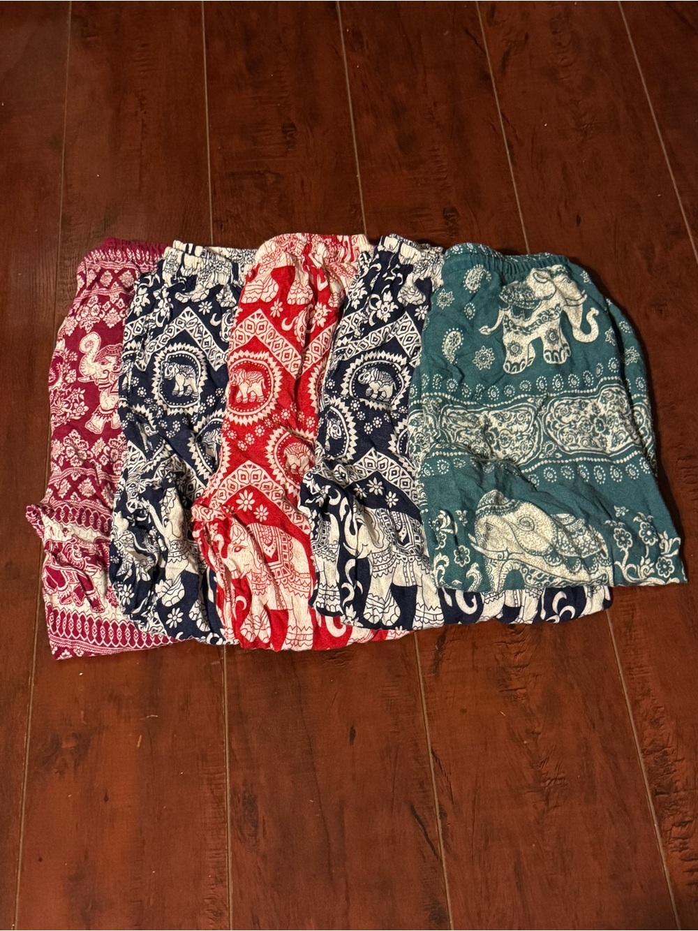 5 Boho Elephant Print Kids’ Pants - Multi Color Set (Mixed Sizes XS, S) - Picture 2 of 6